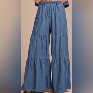 Shein Curve Tiered Denim Trousers Women's Size 1X EUC